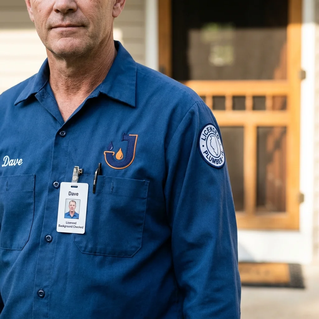 Licensed plumber showing ID badge in Safety Harbor, FL