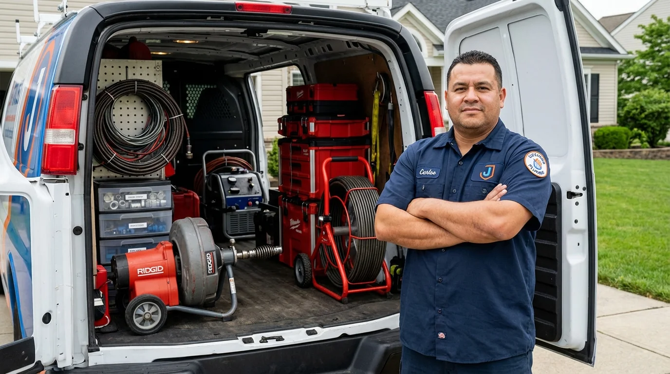 Professional drain cleaning equipment and Johns Plumbing LLC plumber in Safety Harbor