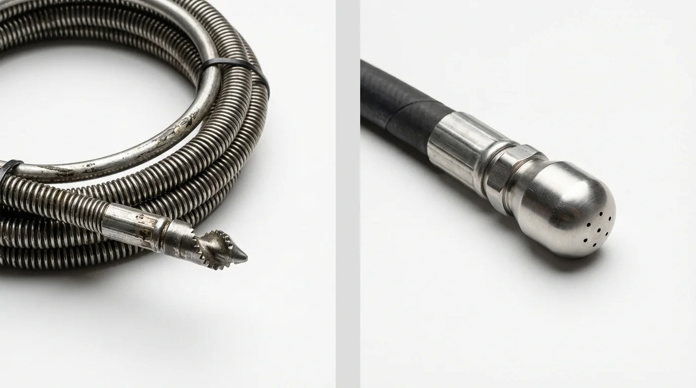 Drain snake cable and hydro jetting nozzle used for drain cleaning in Safety Harbor, FL