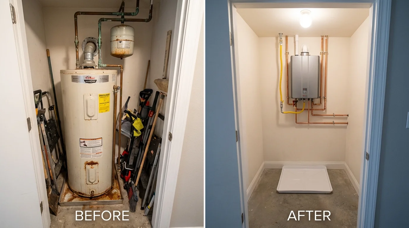 Tank water heater versus wall-mounted tankless unit comparison for Safety Harbor, FL homeowners